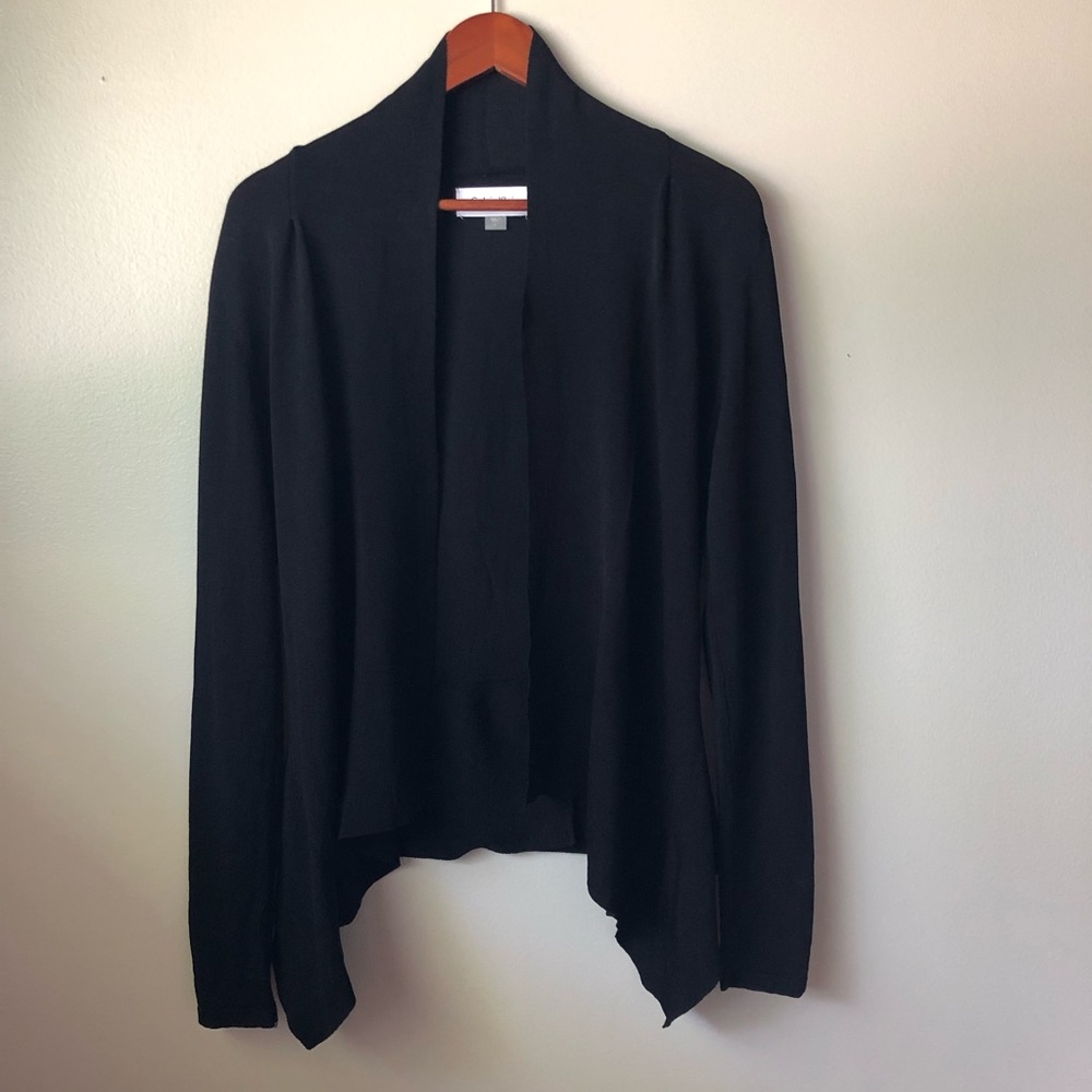 Calvin Klein Black Open Front Drape Cardigan S